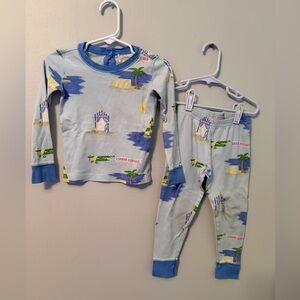 The Beaufort Bonnet Company Light Blue Beach Print Kids Pajama Set